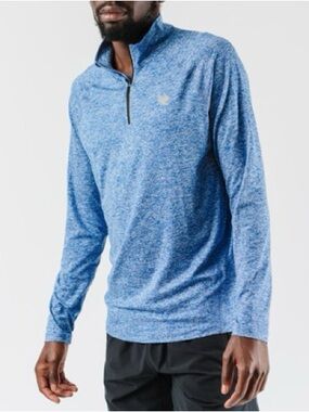 Rabbit Men’s Medium EZ Zip Quarter Zip Long Sleeve Running Pullover Blue Heather